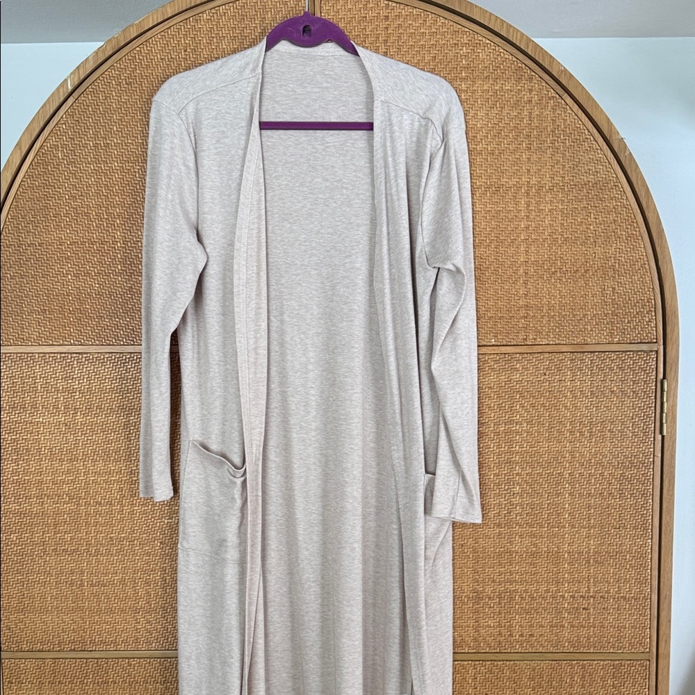Elegant Cream Women's Long Cardigan